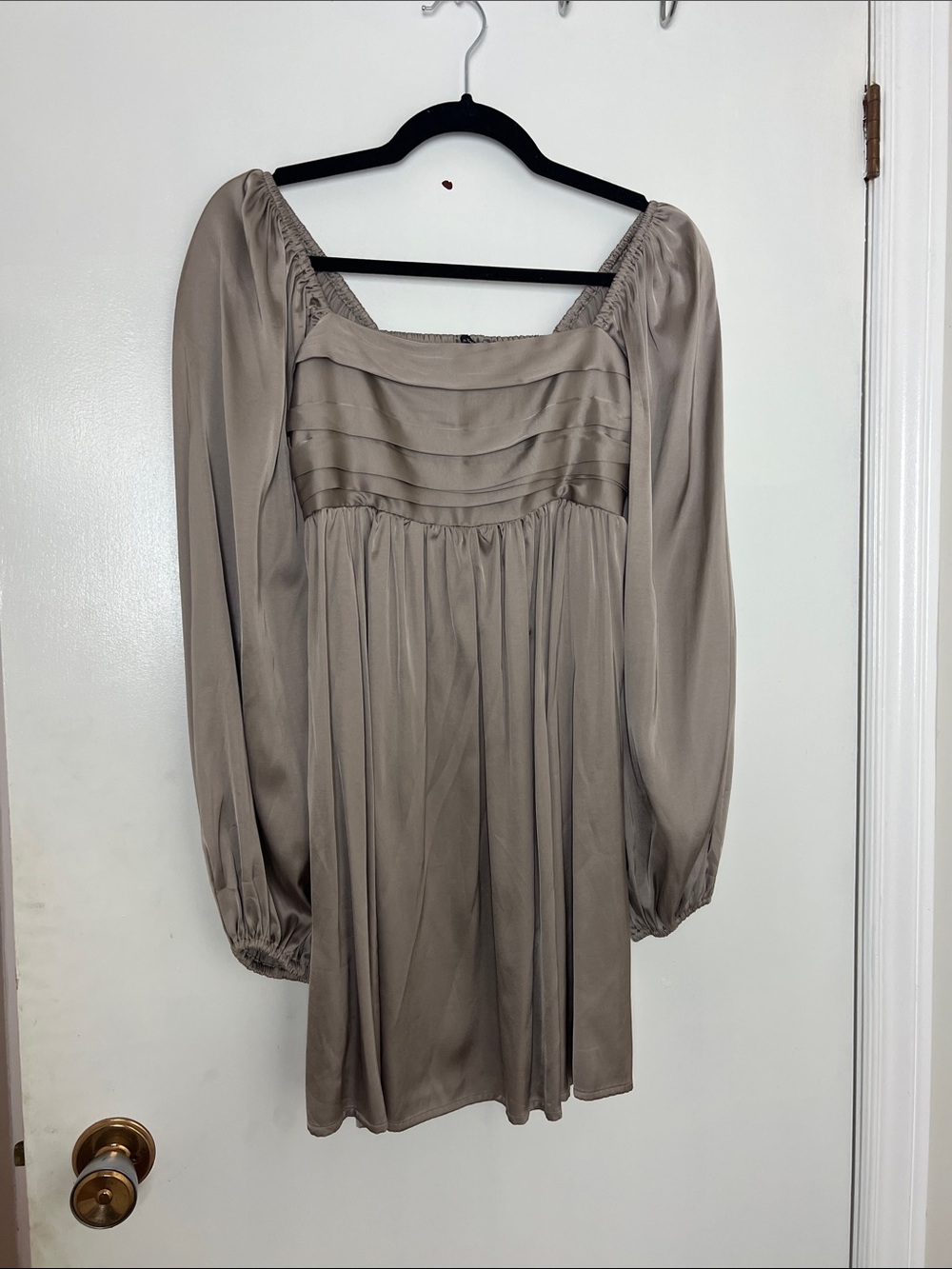 Abercrombie & Fitch Emerson Satin Long-Sleeve Mini Dress